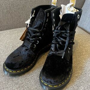 Dr. Martens Black Velvet Combat Boots SIZE 5